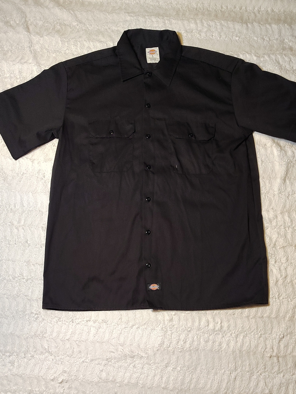 Dickies Black Short-Sleeve Button-Up Work Shirt
